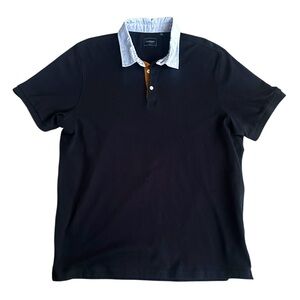 7 Diamonds Men’s Polo Shirt Size XL Navy Blue Solid Golf Short Sleeve EUC